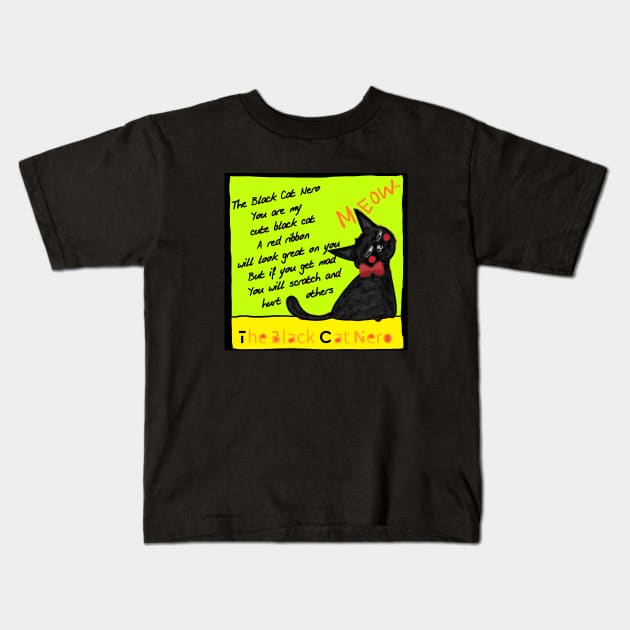 the black cat nero Kids T-Shirt by zzzozzo
